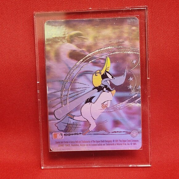 Upper Deck Comic Ball Card Looney Tunes Reggie Jackson Daffy Duck Batting Hologr - Picture 8 of 11